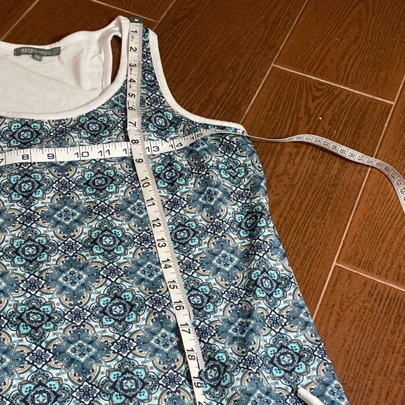 Retro-ology Blue and white racer back tank top size small spandex floral print - Picture 8 of 12